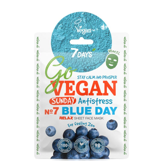 7Days- Go Vegan  Sunday Blue Day Face sheet Mask (1*25Grs)