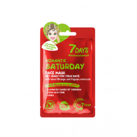 7Days – Romantic Saturday Sheet Face Mask With Blood Orange And Papaya (1*28Gr)