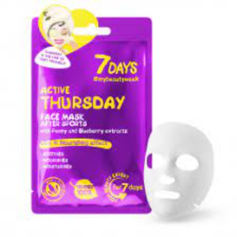 7Days – Active Thursday Sheet Face Mask With Peony And Blueberry Extracts (1*28Grs)